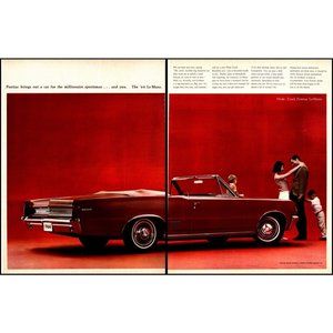 1964 Pontiac Wide Track LeMans Convertible 2 Page Vintage Print Ad Wall Art